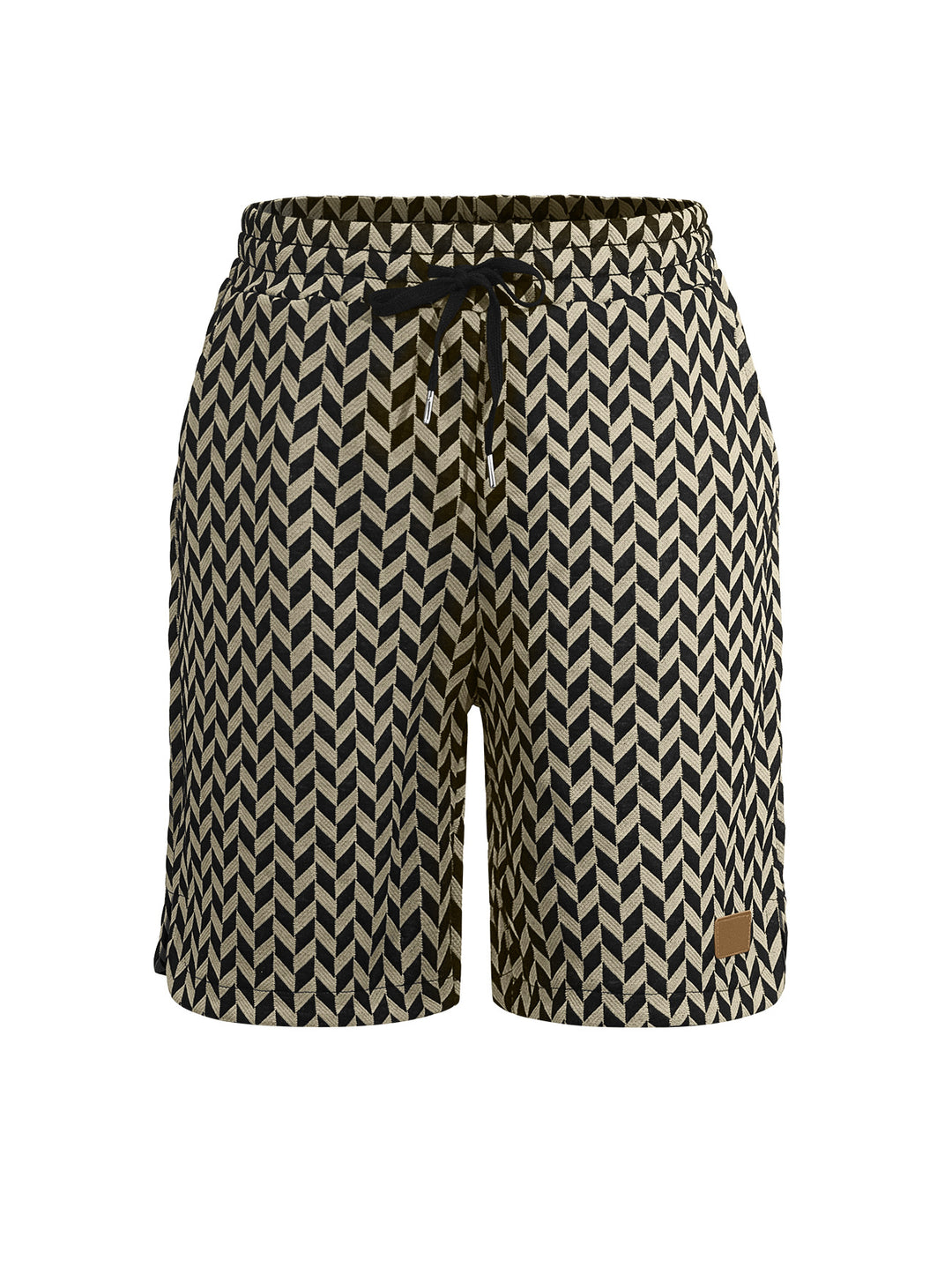 Women's Jacquard Shorts with elastic comfort waistband, drawstring and herringbone pattern Mune Fashion