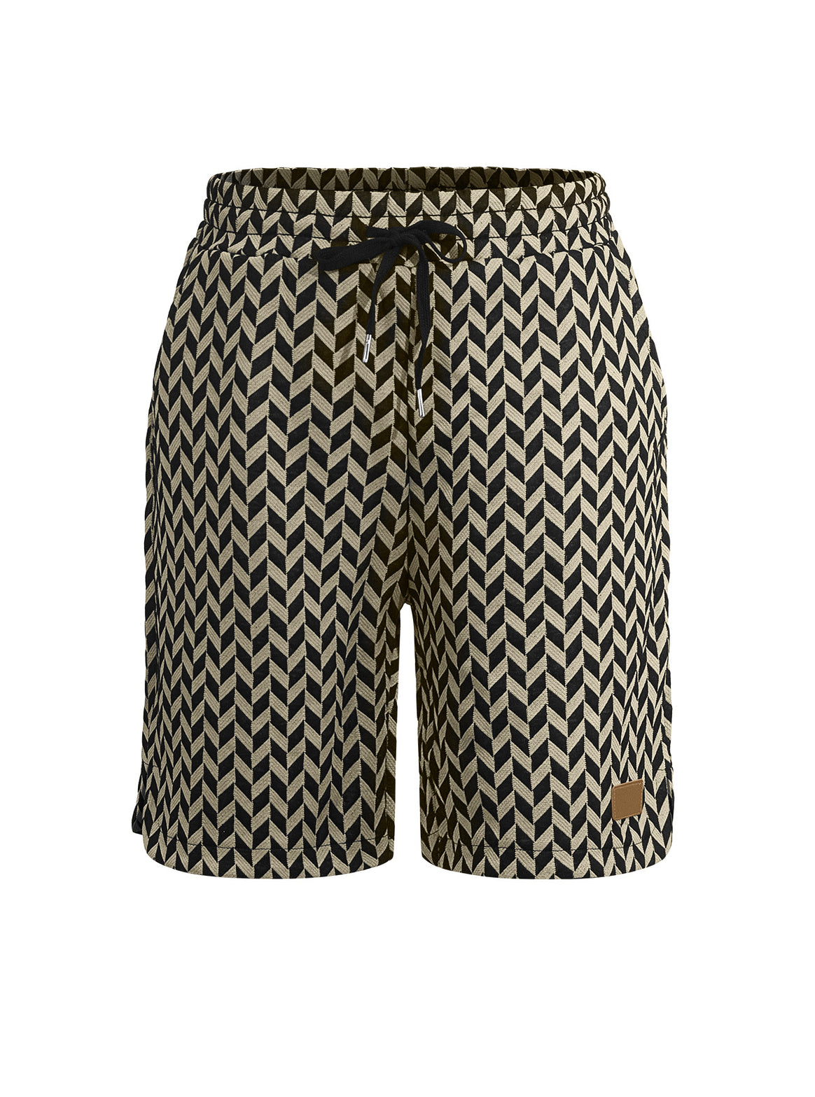Women's Jacquard Shorts with elastic comfort waistband, drawstring and herringbone pattern Mune Fashion