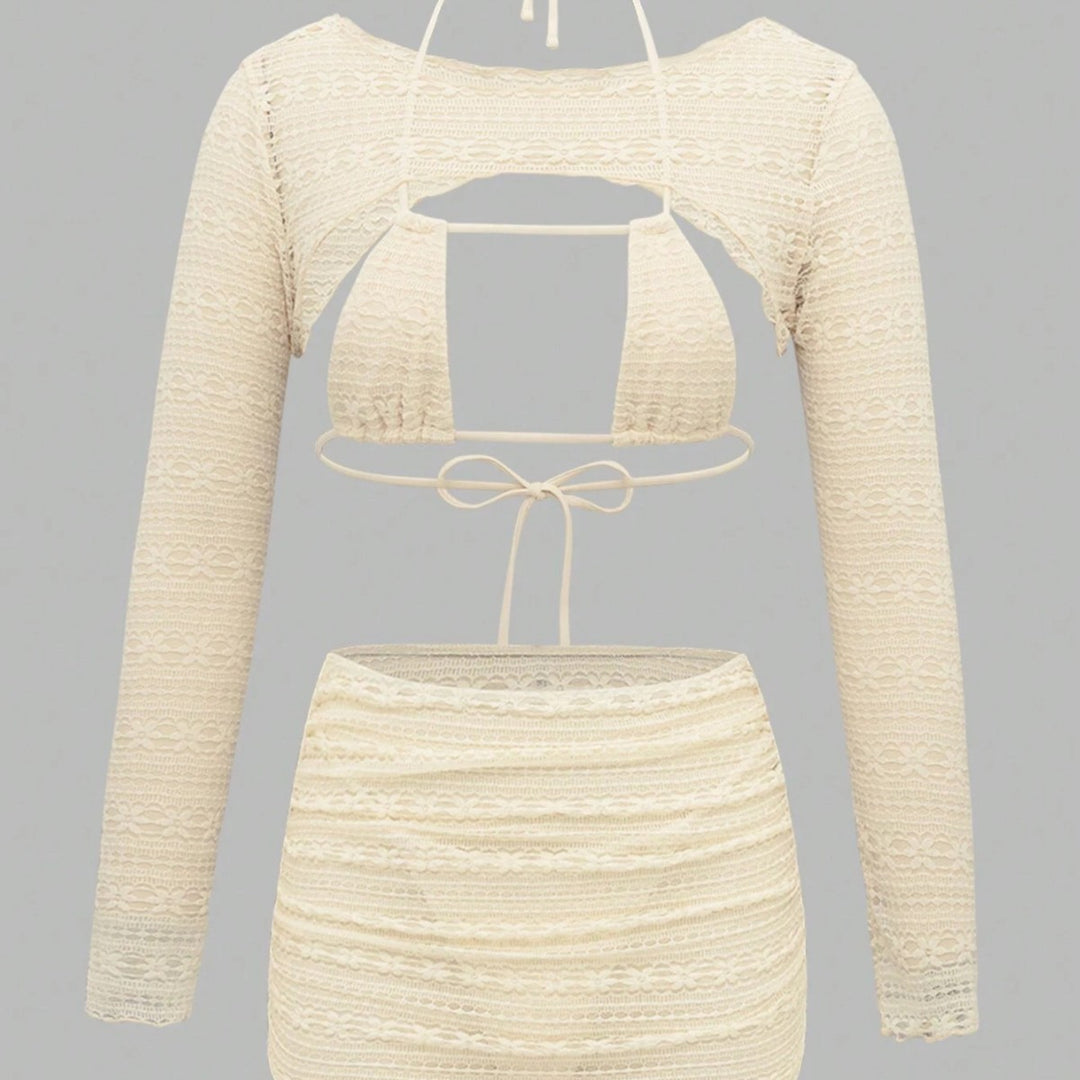 Women's bikini set with long-sleeved top and high-cut skirt Mune Fashion