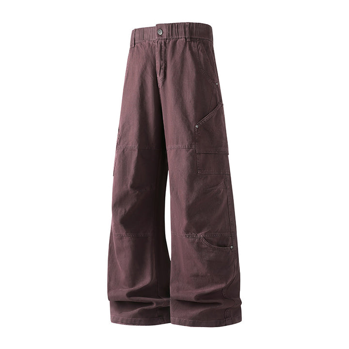 Damen Weite Utility-Cargo-Hose mit elastischem Bund, Multifunktionstaschen und Workwear-Details Mune Fashion