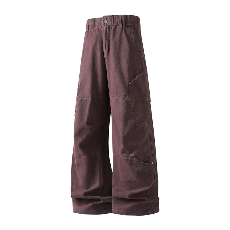 Damen Weite Utility-Cargo-Hose mit elastischem Bund, Multifunktionstaschen und Workwear-Details Mune Fashion