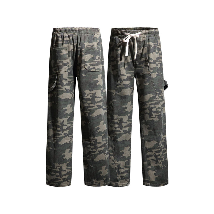 Men's Loose Camouflage Cargo Pants with Long Tunnel Drawstrings and Utility Loops Mune Fashion