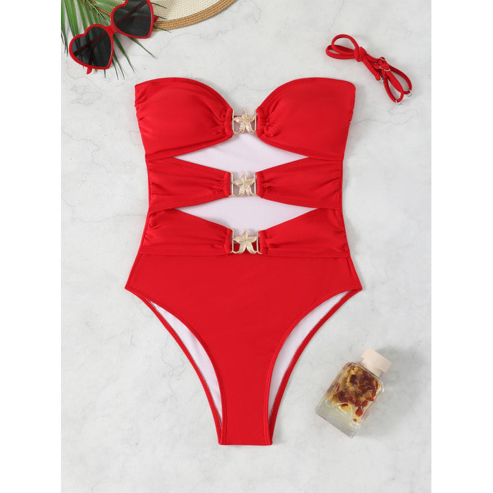 Women One-Piece Swimsuit with elegant buckles and refined gathers Mune Fashion