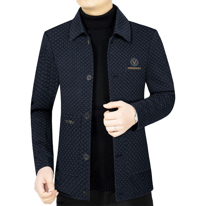 Men's light patterned shirt jacket in a structured pattern with single-breasted button placket Mune Fashion