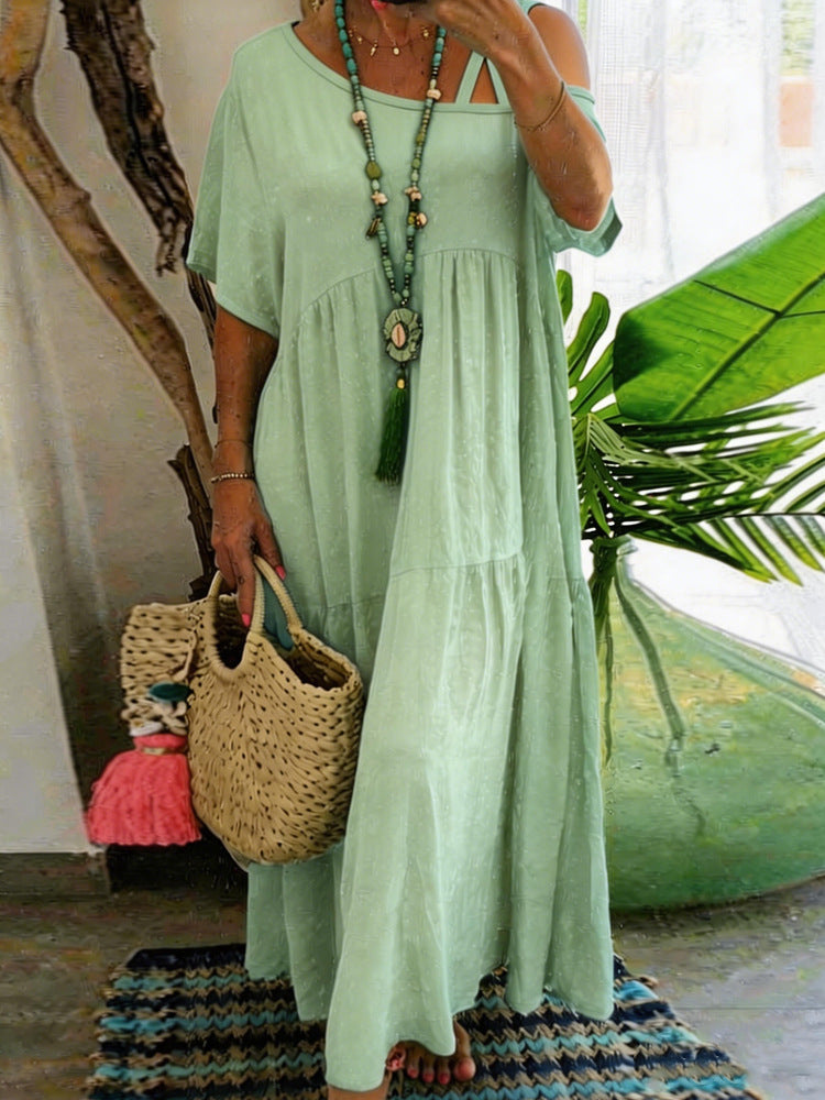 Ladies Maxi Dress with Casual Cut and Asymmetrical Design Mune Fashion