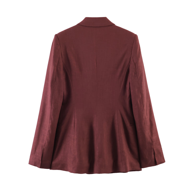 Women tailored linen blazer with belt and lapel collar Mune Fashion
