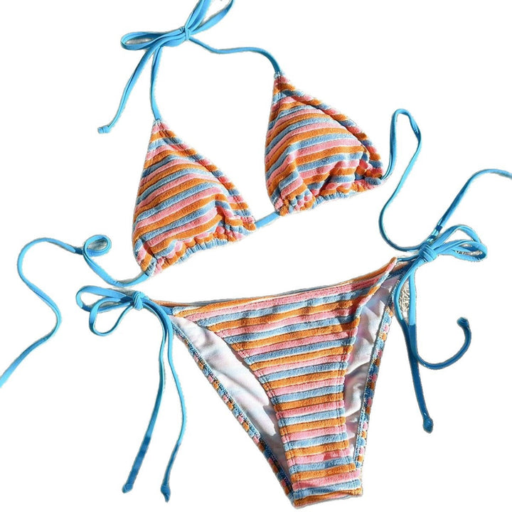 Women's bikini model with playful striped pattern Mune Fashion