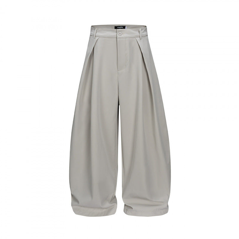 Ladies Wide Balloon Pants with High Waist, Pleats and Cuffed Hem Mune Fashion