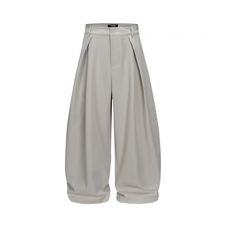 Ladies Wide Balloon Pants with High Waist, Pleats and Cuffed Hem Mune Fashion