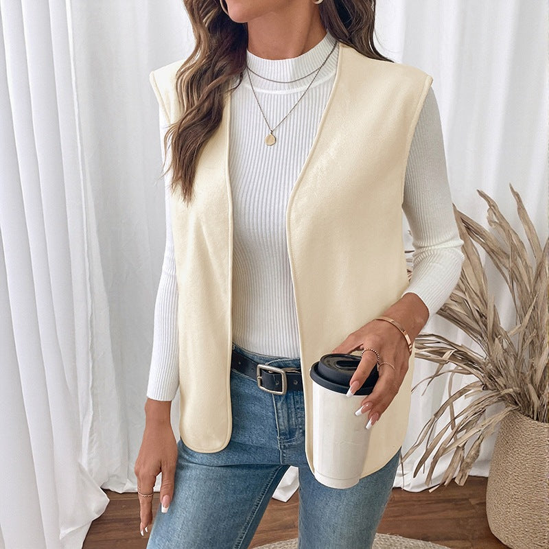 Ladies Elegant Sleeveless Blazer Top Mune Fashion