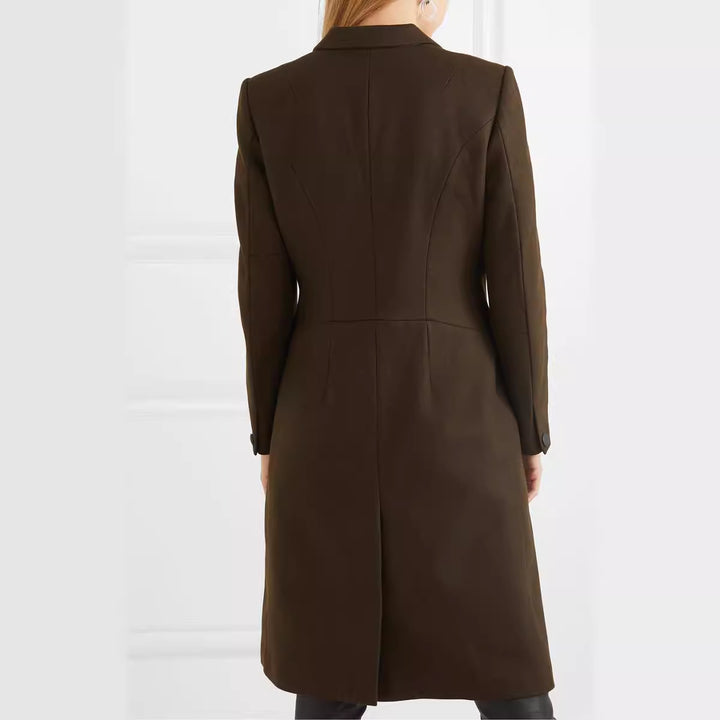 Women's long coat in sleek tailoring with narrow silhouette Mune Fashion