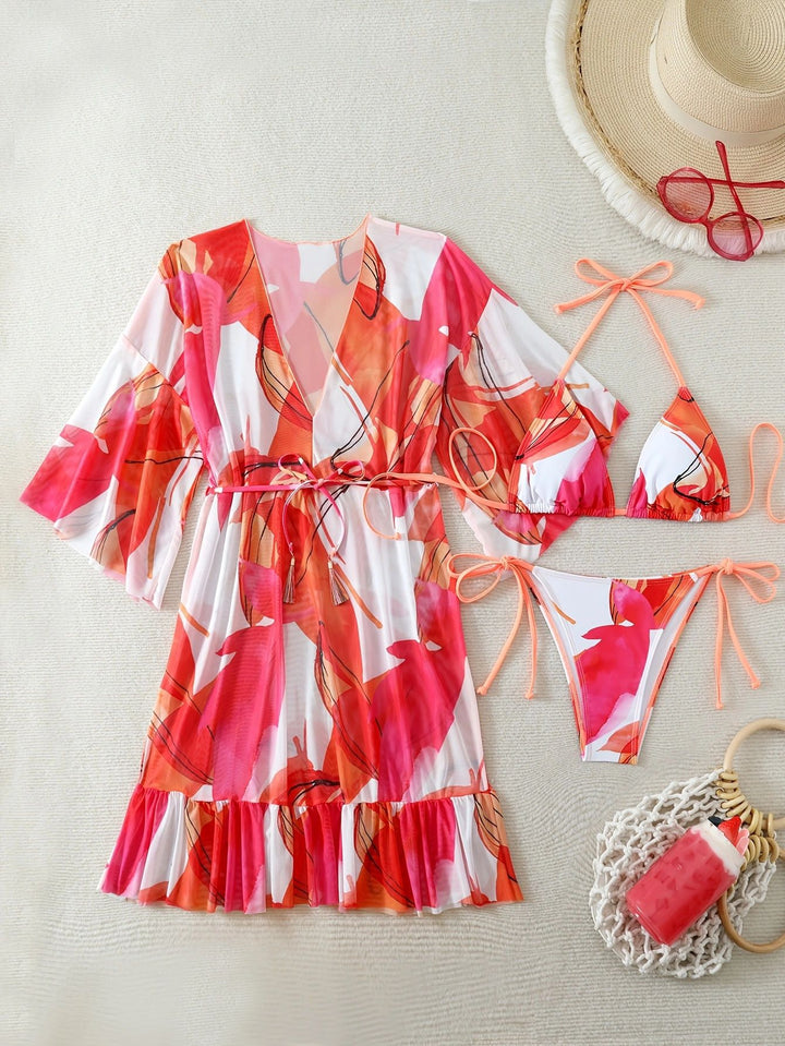 Women’s bikini set with floral kaftan Mune Fashion