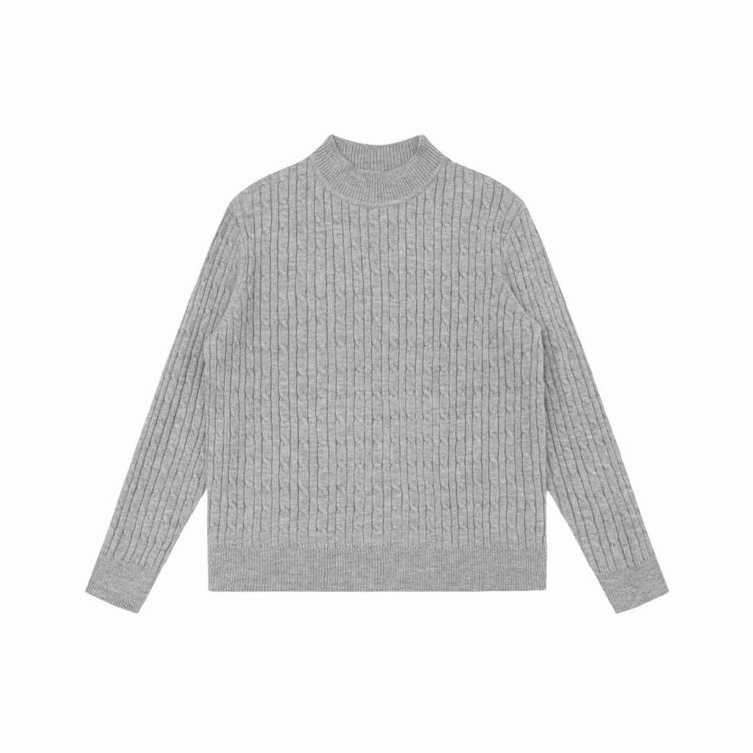 Unisex Chunky Knit Stand-Up Collar Sweater with Cable Pattern Mune Fashion