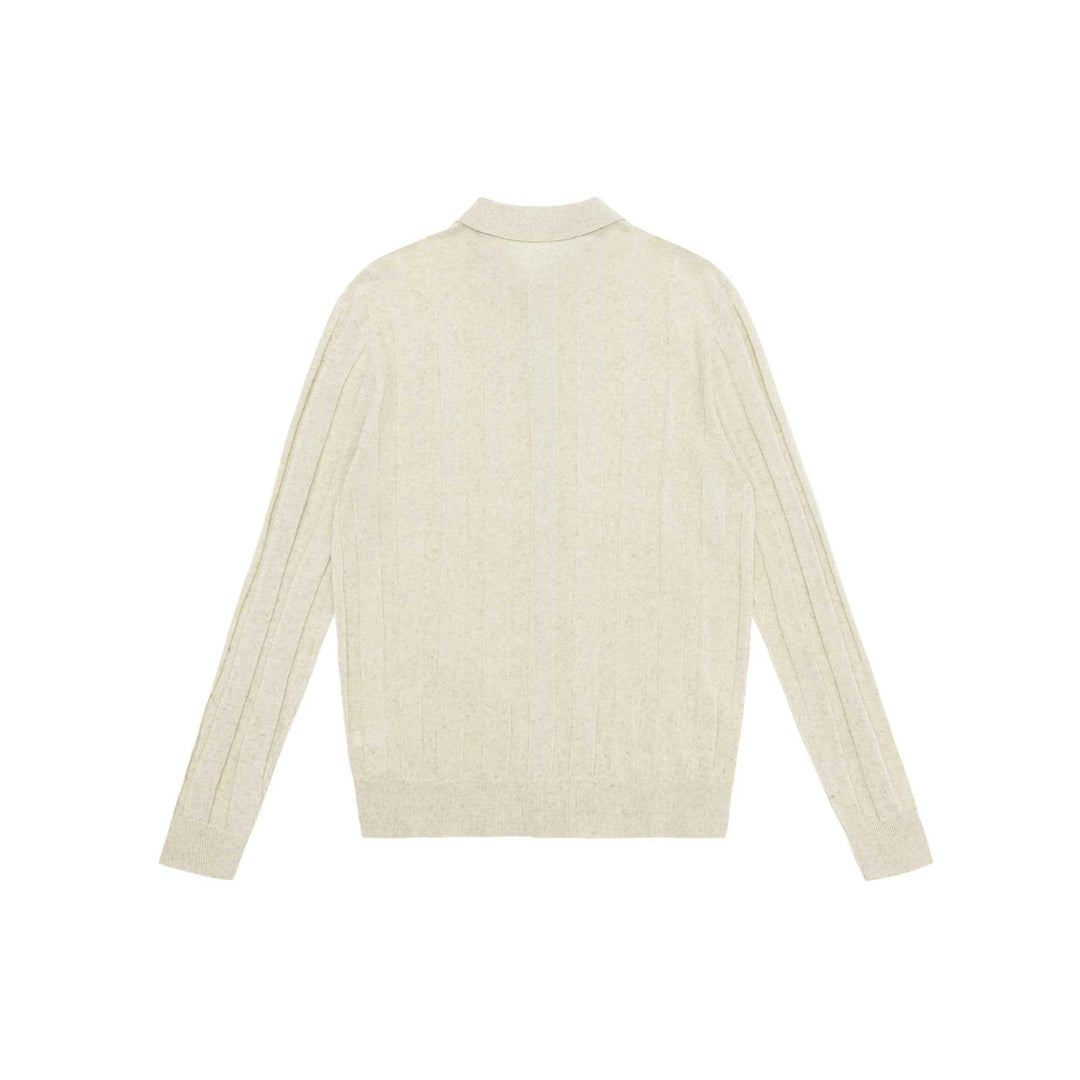 Unisex fine-structured knitted shirt jacket with polo collar and vertical ribbed structure Mune Fashion