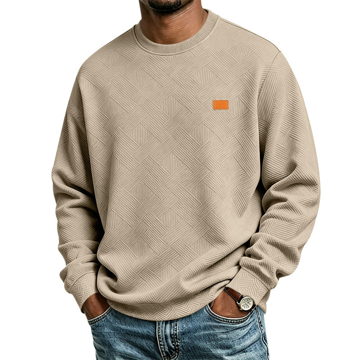 Men's textured crew neck sweatshirt made of fine knit with woven structure Mune Fashion