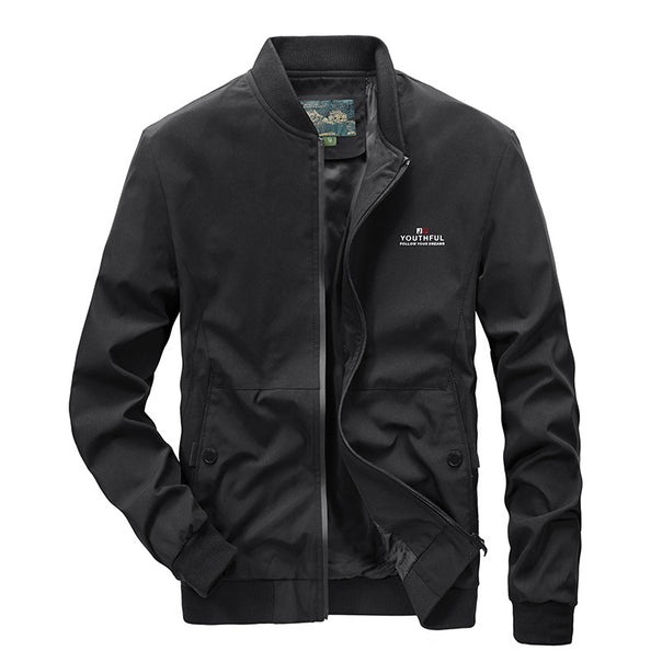 Men's minimalist nylon flight jacket with high ribbed collar, lightly padded and water-repellent Mune Fashion