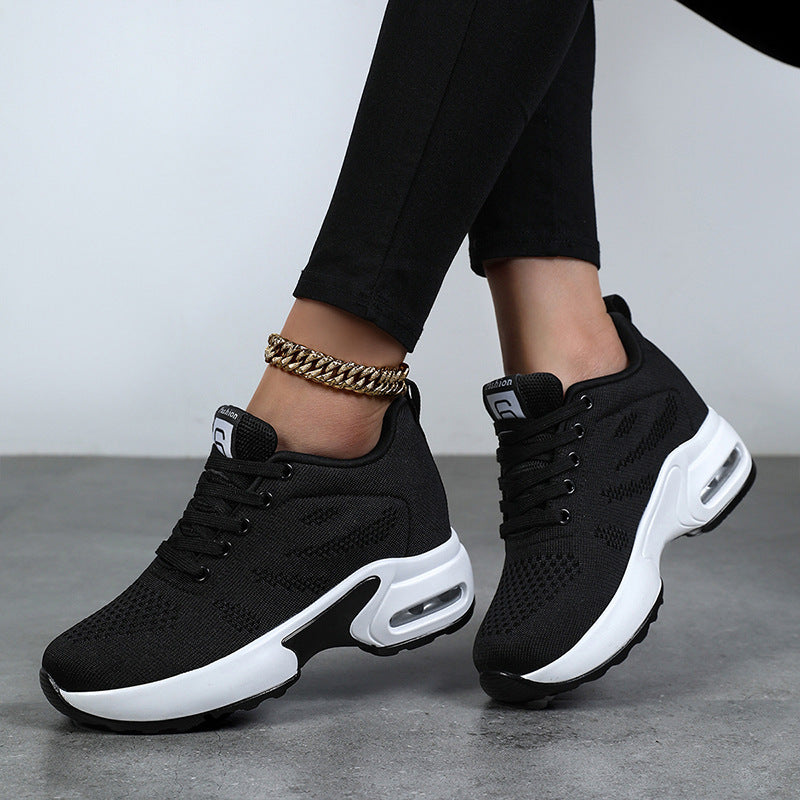 Women's nan aerobic and everyday sneakers with shock-absorbing air cushion zone, elastic knit upper and ergonomic footbed Mune Fashion