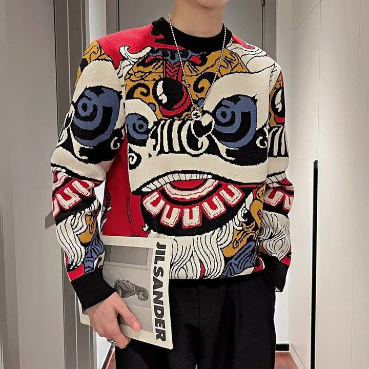Men's fashionable knitted sweater with unique graphic pattern Mune Fashion