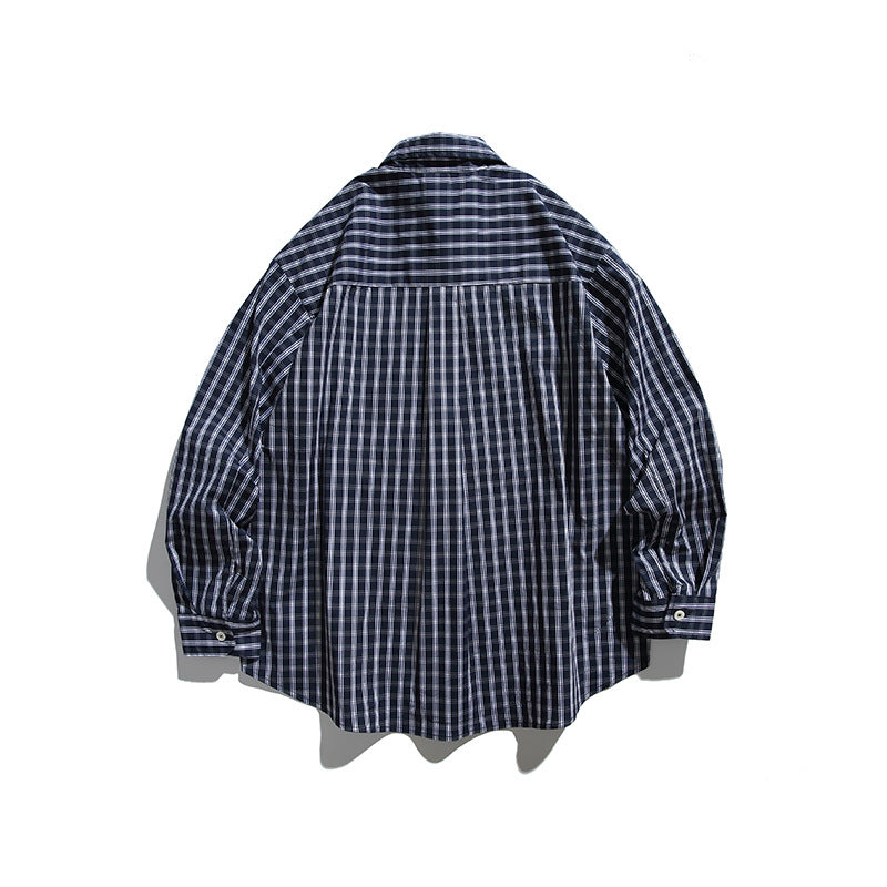 Men's Oversized Check Shirt with Full Button Placket, Chest Pocket, and Rounded Hem Mune Fashion
