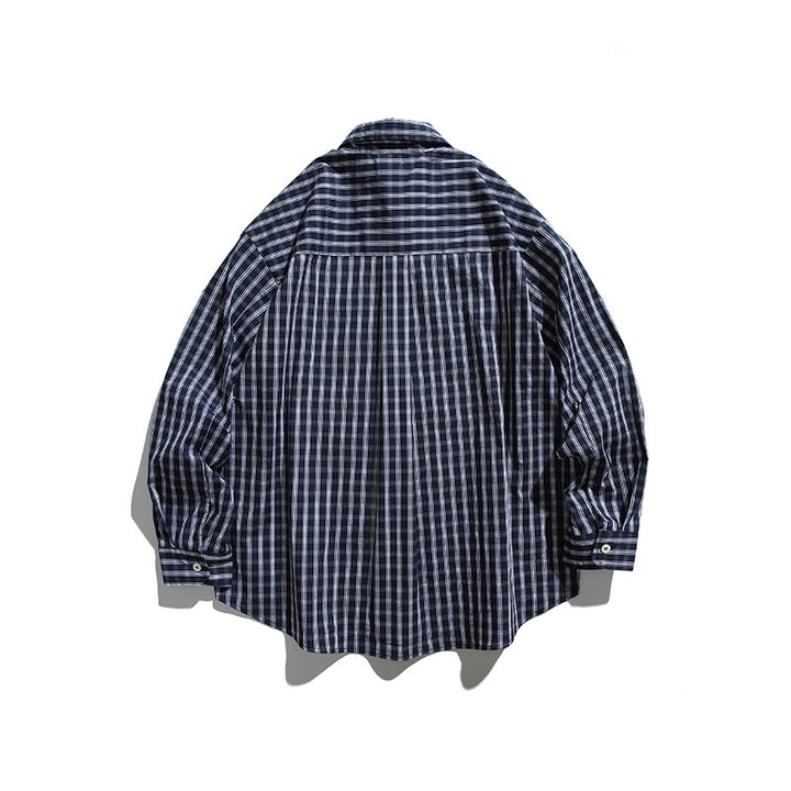 Men's Oversized Check Shirt with Full Button Placket, Chest Pocket, and Rounded Hem Mune Fashion