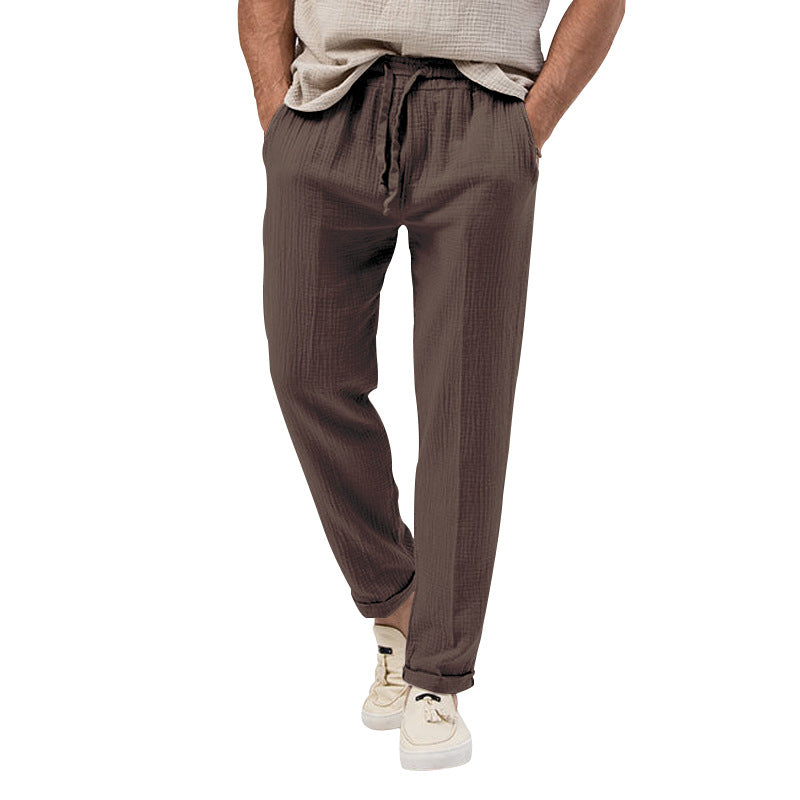 Men's casual linen relaxation pants with elastic drawstring waistband and practical side pockets Mune Fashion