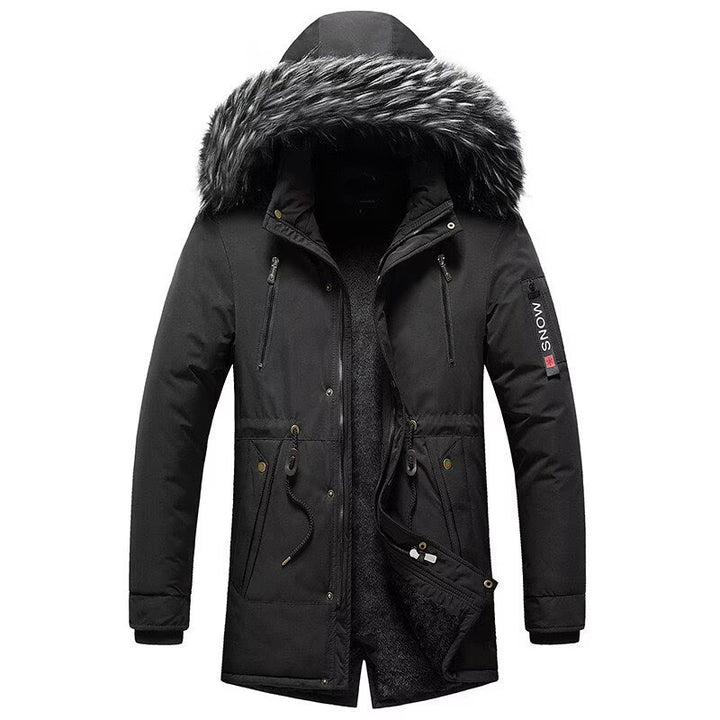 Men's winter parka with faux fur hood, padded thermal coat with drawstring Mune Fashion