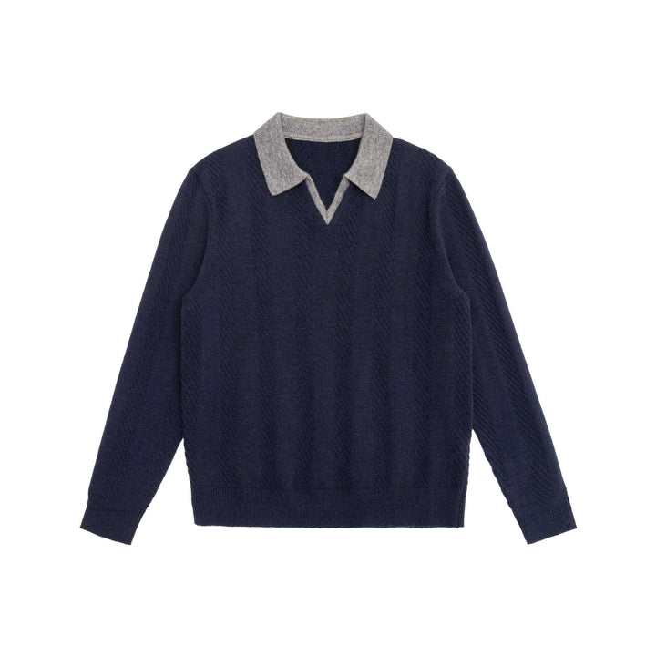 Unisex knitted sweater with polo collar and V-neck Mune Fashion