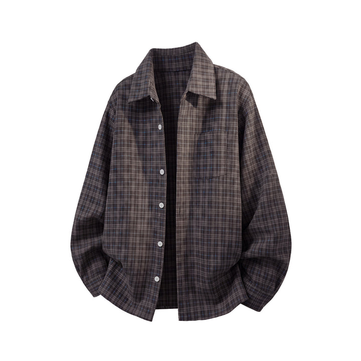 Unisex Oversized Flannel Shirt Jacket with Check Pattern and Patch Chest Pocket Mune Fashion