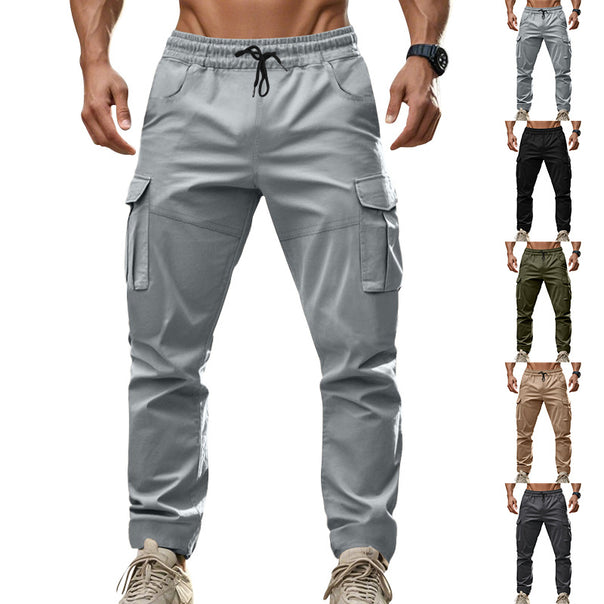 Men's urban cargo chinos in jogging style with elastic drawstring waistband and multifunctional pockets Mune Fashion