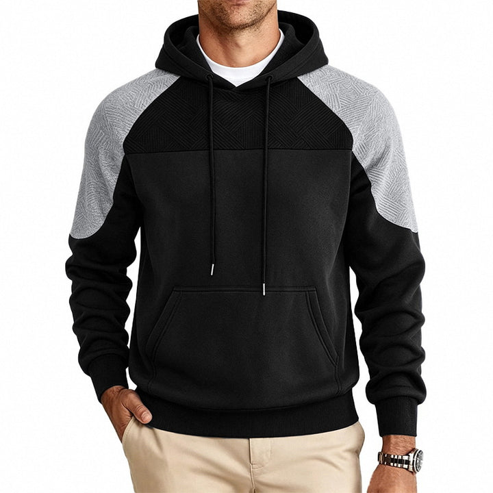 Men's hooded sweatshirt made of French Terry with waffle structure inserts and kangaroo pocket Mune Fashion