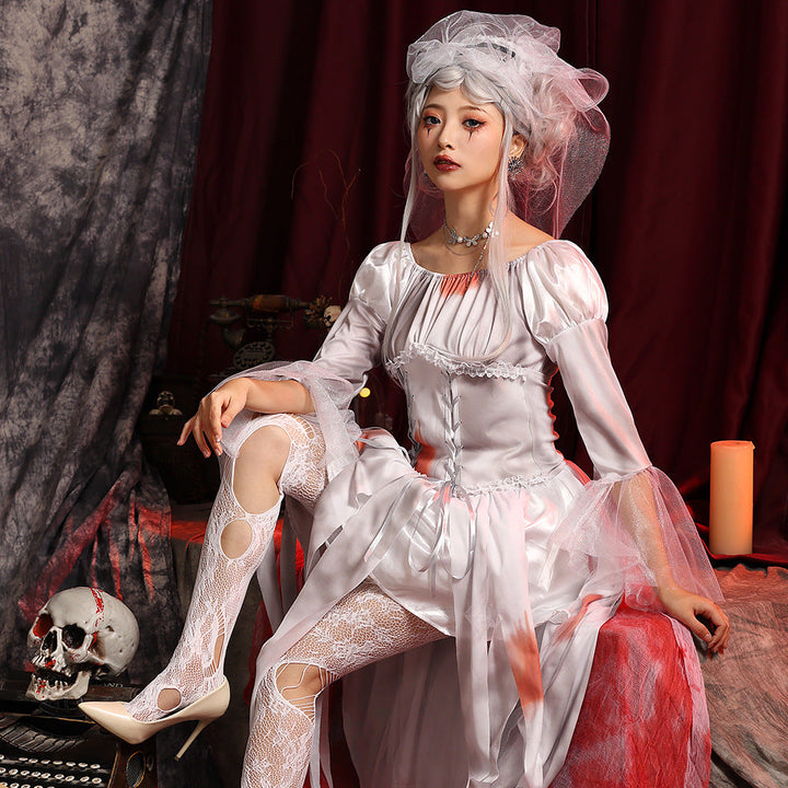 Men's Creepy Ghost Costume with Stylish Hat and Torn Details Mune Fashion
