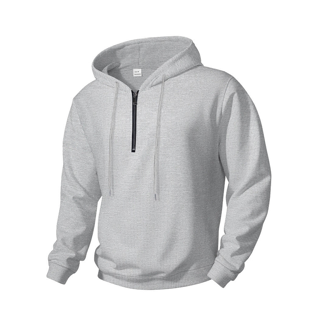 Men's half-zip hoodie made of cotton blend with drawstring and elastic ribbed cuffs Mune Fashion