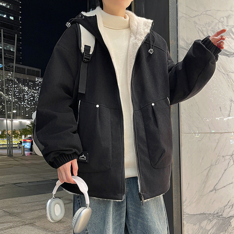 Men's Oversized Hoodie Jacket with Teddy Lining, Two-Way Zipper and Utility Pockets Mune Fashion