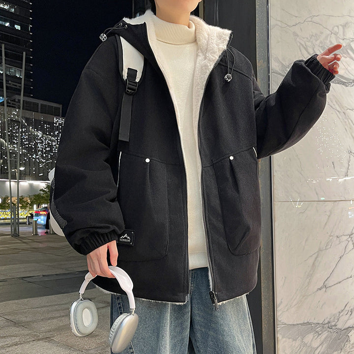Men's Oversized Hoodie Jacket with Teddy Lining, Two-Way Zipper and Utility Pockets Mune Fashion