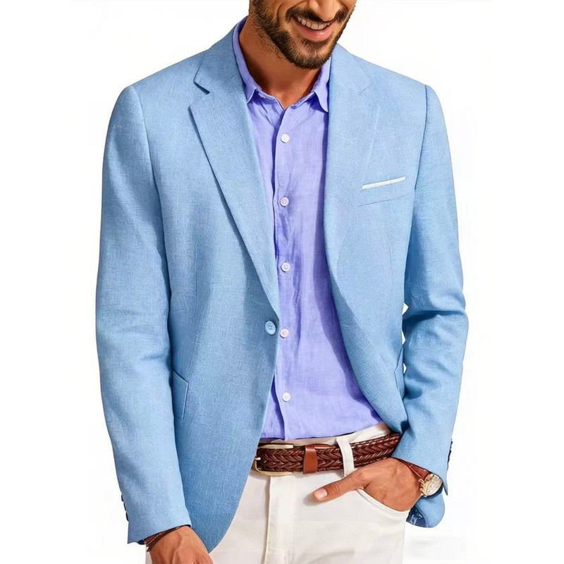 Men's Summer Linen Blazer Jacket with Breathable Fabric and Tailored Fit Mune Fashion