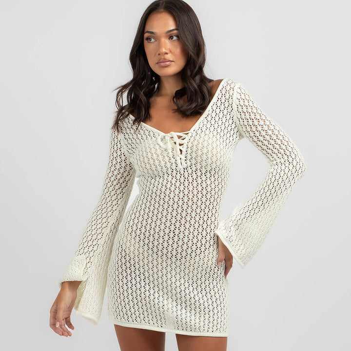 Ladies airy crochet maxi coat Mune Fashion