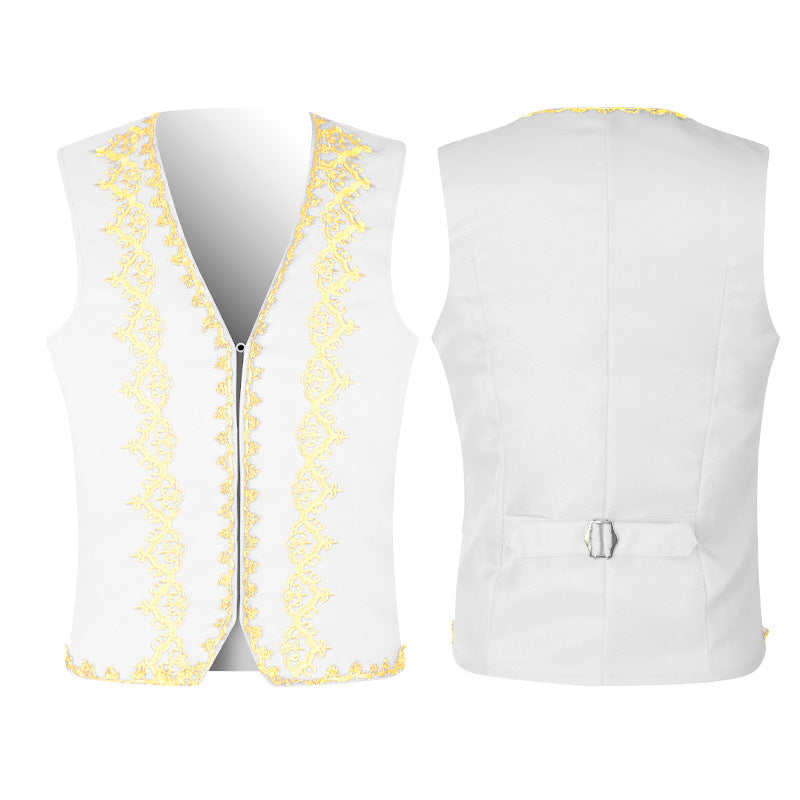 Men's sleeveless vintage linen shirt with chest lacing and stand-up collar Mune Fashion