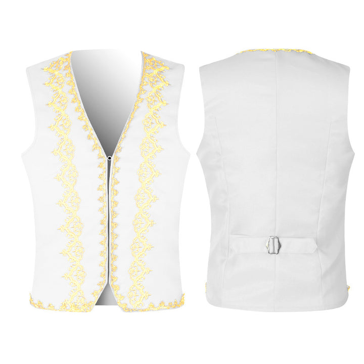Men's sleeveless vintage linen shirt with chest lacing and stand-up collar Mune Fashion