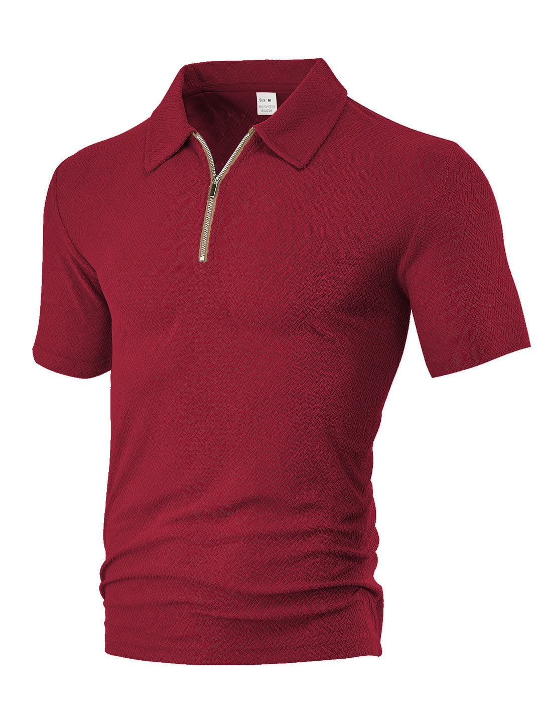 Men's slim fit half-zip polo with fine herringbone jacquard structure Mune Fashion