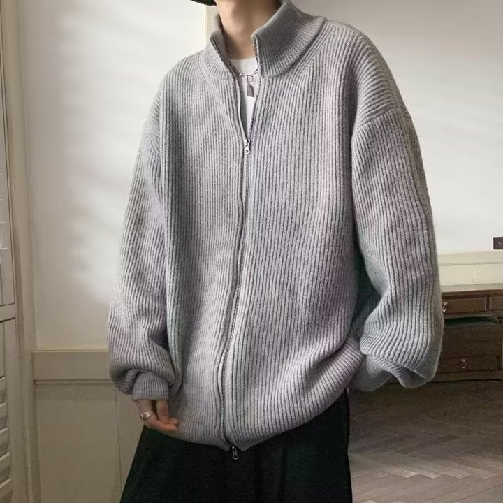 Men's Oversized Cardigan with Stand-Up Collar Mune Fashion