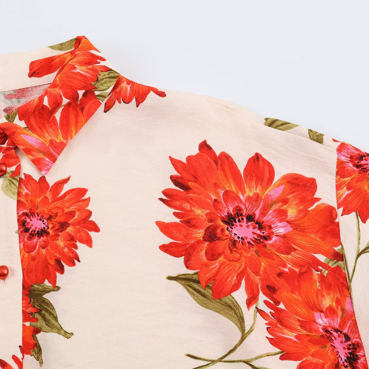 Ladies Oversized Viscose Blouse with Floral Print and Kimono Sleeves Mune Fashion