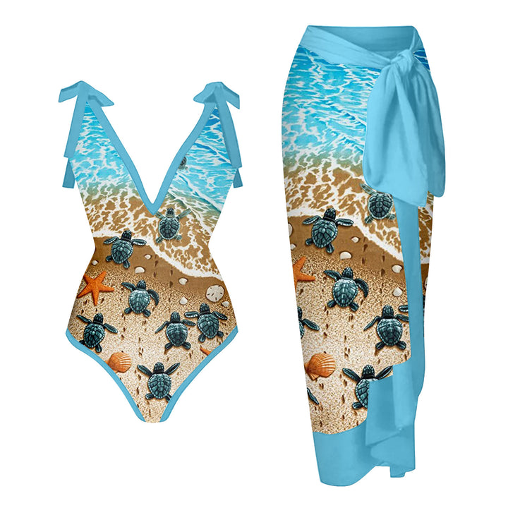 Women's Swimwear Set with Stylish Wrap Skirt Mune Fashion