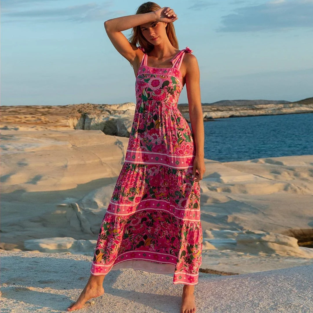 Women Floral Motif Swimsuit with Playful Strap Design Mune Fashion
