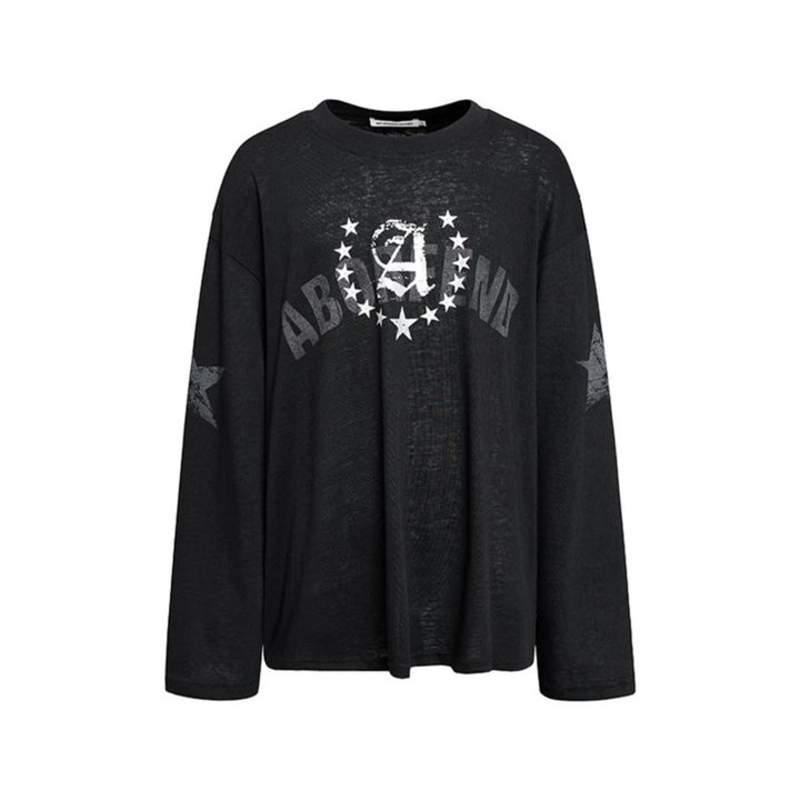 Women's oversized long sleeve made of cotton jersey with glitter star print and round neckline Mune Fashion