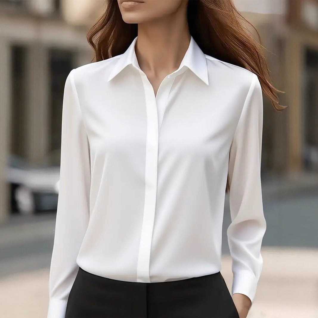 Women Elegant Satin Blouse Mune Fashion