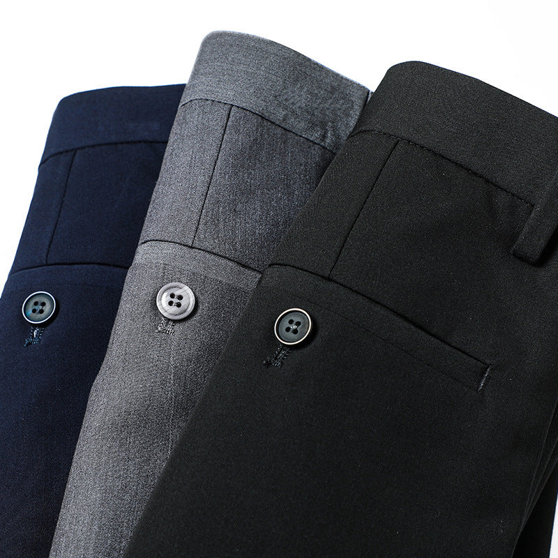 Men's Formal Slim-Fit Suit Trousers with Stretch Waistband and Crease Mune Fashion