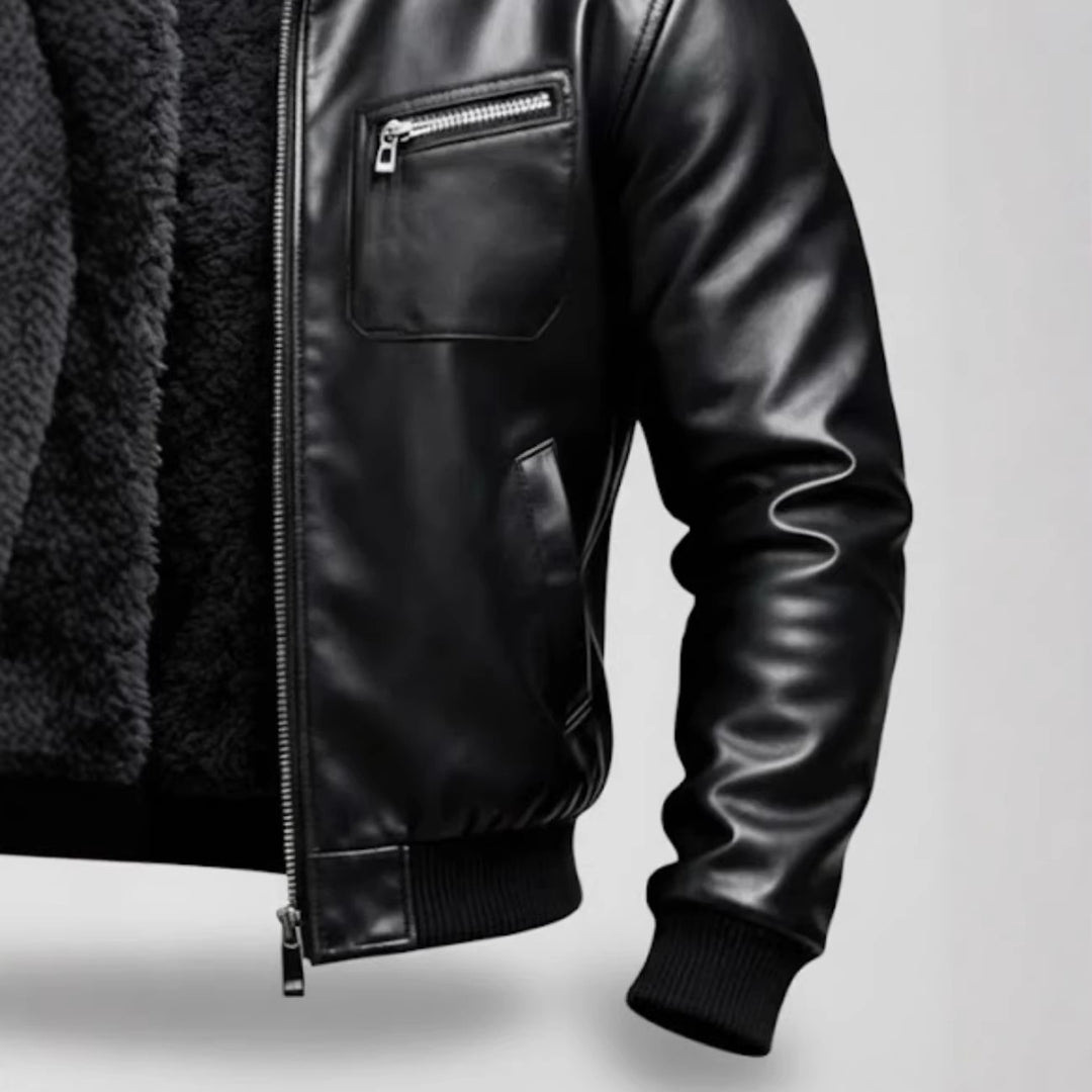 Men's leather jacket with lining