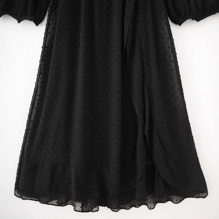 Women's airy chiffon midi dress with V-neck and ruffle waistband Mune Fashion