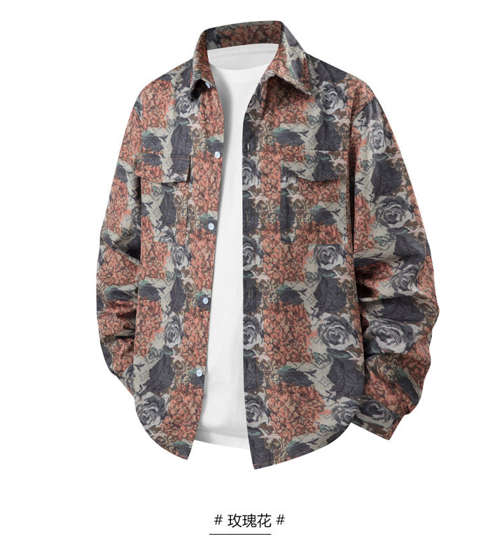 Men's Casual Short Sleeve Shirt with Colorful Pattern Mune Fashion
