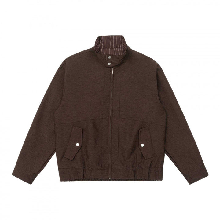 Men's Boxy Zip Blouson made of mottled knit fabric with striped collar lining and elastic hem Mune Fashion